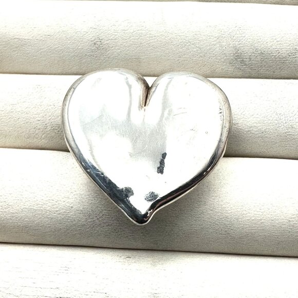 Isreal Sterling Silver Large Heart Ring Size 7 Weight 10 Grams Best Gift for Her - Picture 2 of 4